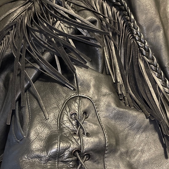 COPY - EUC Ladies Leather jacket with fringe and braided accents. - Picture 9 of 13